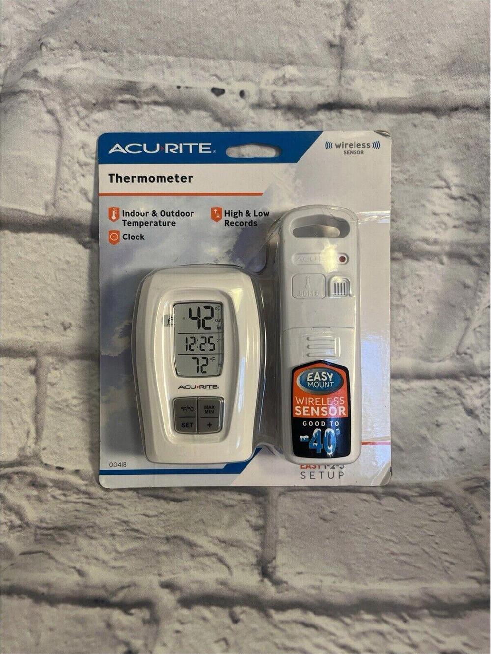 Acurite Wireless Thermometer Indoor Outdoor Time Clock 00418 NIB SEALED